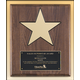 12''x15'' Gold Aluminum Star (8 inches) on Walnut Stained Piano-Finish Board with Black Recessed Area
