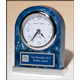 Blue Marbleized Acrylic Clock with Polished Silver Base