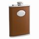 Brown Leather 6oz Stainless Steel Flask With Funnel